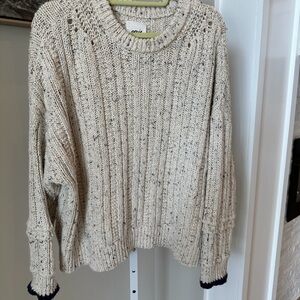 Aerie Speckled Knit Sweater in Cream and Black